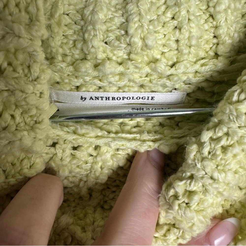 Anthropologie Need It Oversized Mock Neck Light Yellow Green Turtleneck Sweater View 6